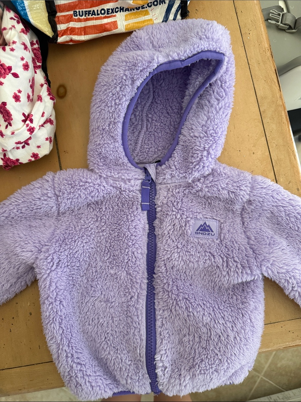 Snozu 9-12M Lavender Plush Hooded Zip-Up Jacket great condition